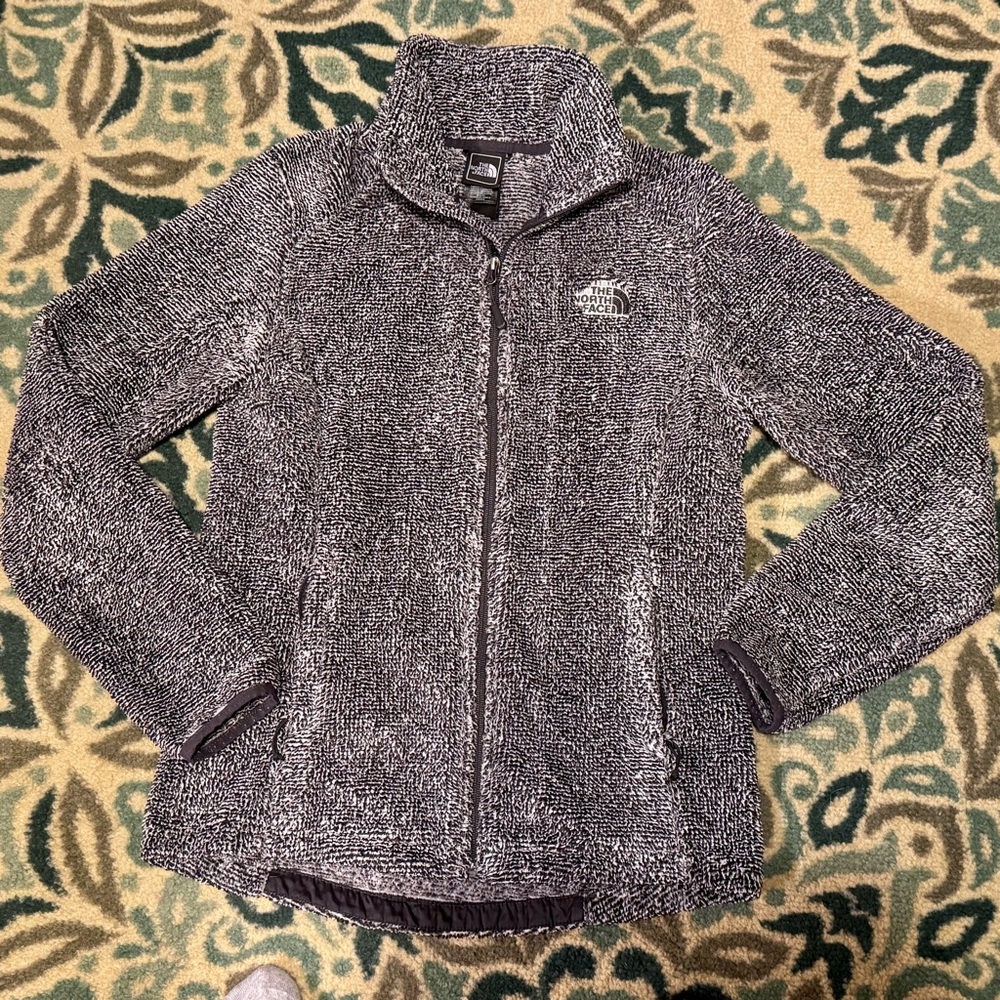 Women’s North Face Black White High Pile Fleece Osito 2 Full Zip Jacket Small